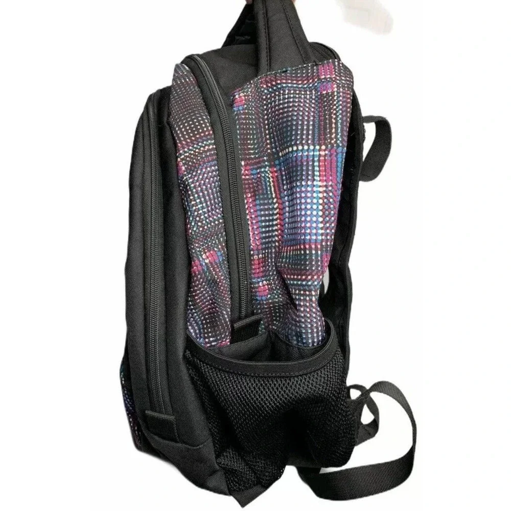 Adidas Black Blue White Pink Backpack w/‎ Laptop Sleeve & Load Spring Straps